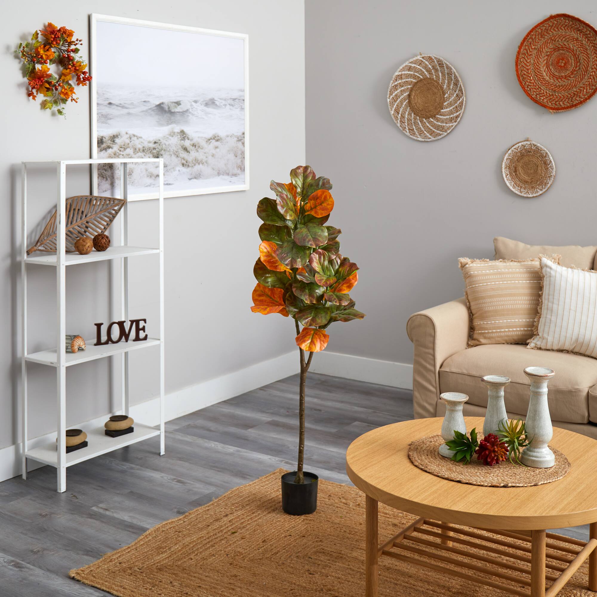 4.5ft. Potted Autumn Fiddle Leaf Fall Tree